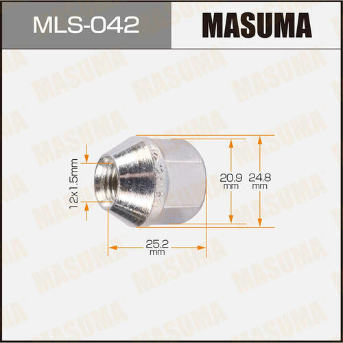 Гайка колесная Masuma M12x1.5(R) под ключ 21, открытая, MLS-042