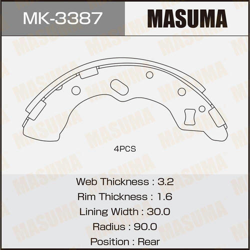 Колодки тормозные барабанные Masuma, MK-3387