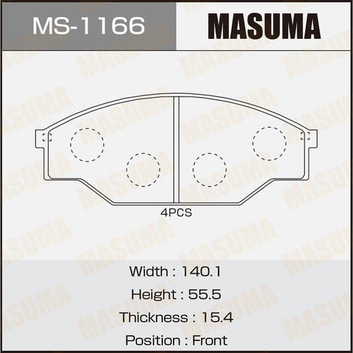 Колодки тормозные дисковые Masuma, MS-1166