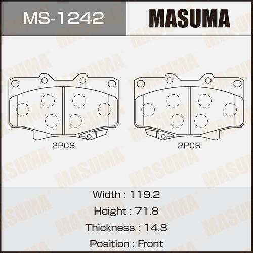 Колодки тормозные дисковые Masuma, MS-1242