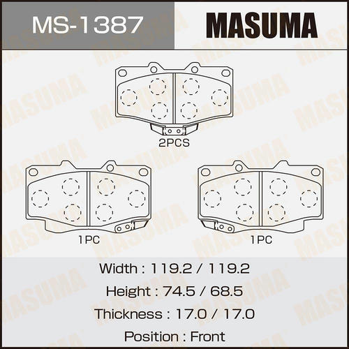 Колодки тормозные дисковые Masuma, MS-1387