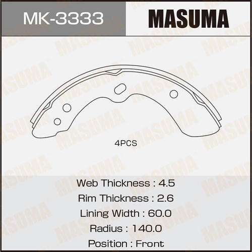 Колодки тормозные барабанные Masuma, MK-3333