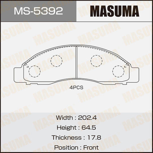 Колодки тормозные дисковые Masuma, MS-5392