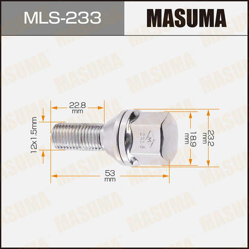 Болт колесный M12x1.5(R) Masuma, MLS-233