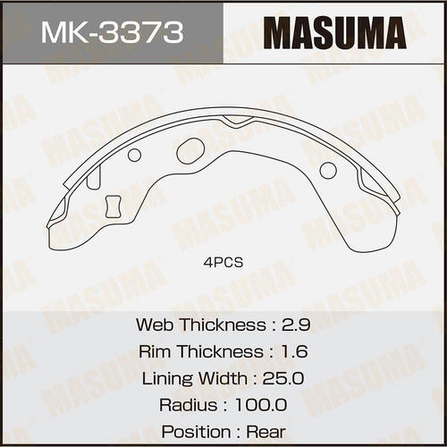 Колодки тормозные барабанные Masuma, MK-3373