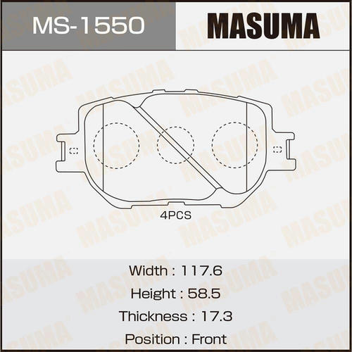 Колодки тормозные дисковые Masuma, MS-1550