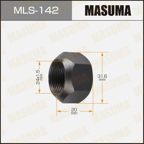 Гайка колесная Masuma M 24x1.5(L) под ключ 32, открытая, MLS-142