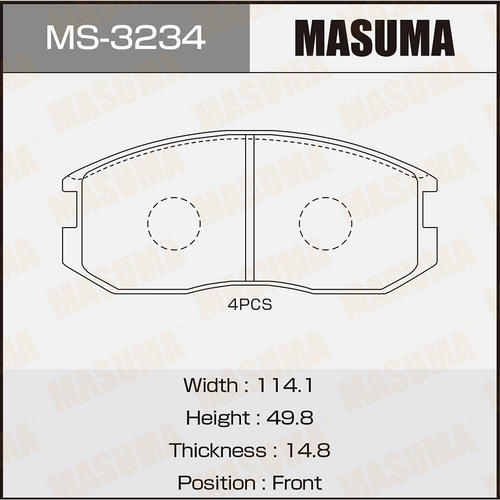 Колодки тормозные дисковые Masuma, MS-3234