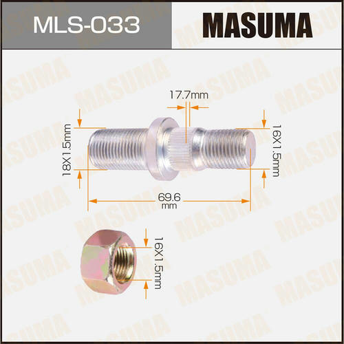 Шпилька колесная M16x1.5(R), M1:18x1.5(L) Masuma, MLS-033