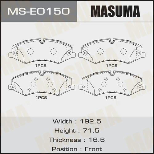 Колодки тормозные дисковые Masuma, MS-E0150