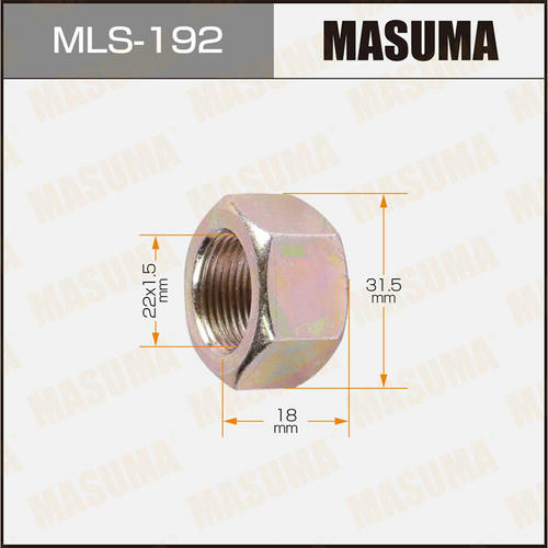 Гайка колесная Masuma M 22x1.5(R) под ключ 32 открытая, MLS-192