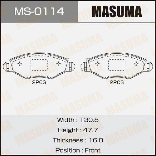 Колодки тормозные дисковые Masuma, MS-0114