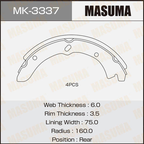 Колодки тормозные барабанные Masuma, MK-3337