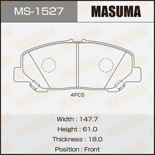 Колодки тормозные дисковые Masuma, MS-1527