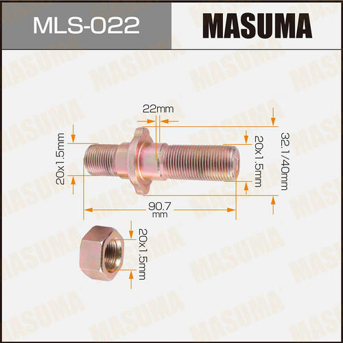 Шпилька колесная M20x1.5(R), M20x1.5(R) Masuma, MLS-022