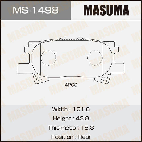 Колодки тормозные дисковые Masuma, MS-1498