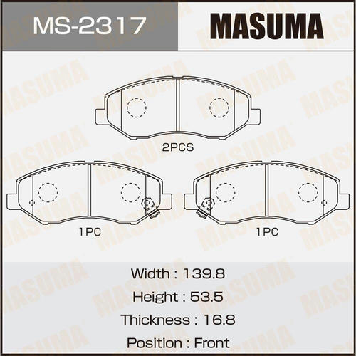 Колодки тормозные дисковые Masuma, MS-2317