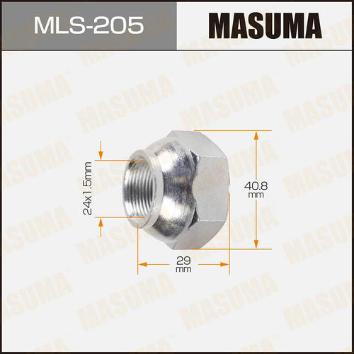 Гайка колесная Masuma M 24x1.5(R) под ключ 41 открытая, MLS-205