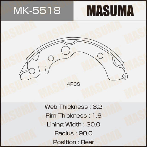 Колодки тормозные барабанные Masuma, MK-5518