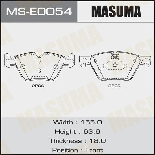 Колодки тормозные дисковые Masuma, MS-E0054