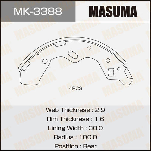 Колодки тормозные барабанные Masuma, MK-3388