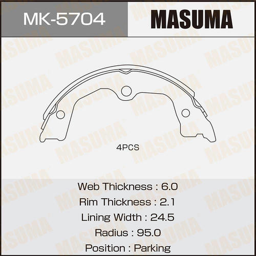 Колодки тормозные барабанные Masuma, MK-5704