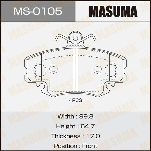 Колодки тормозные дисковые Masuma, MS-0105