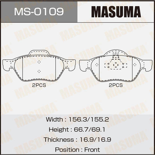 Колодки тормозные дисковые Masuma, MS-0109