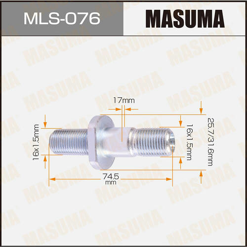 Шпилька колесная M16x1.5(R), M16x1.5(L) Masuma, MLS-076