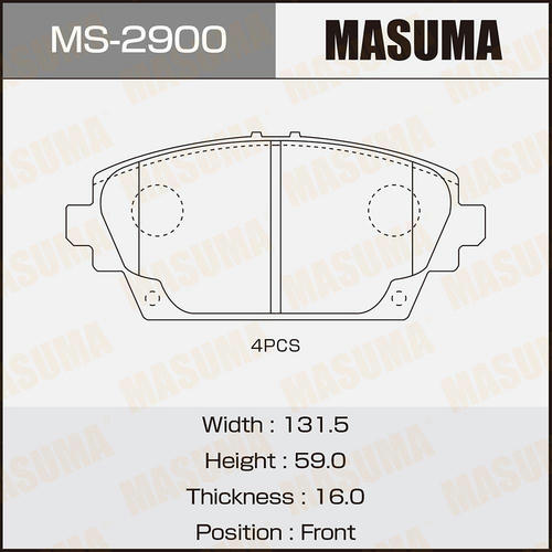 Колодки тормозные дисковые Masuma, MS-2900