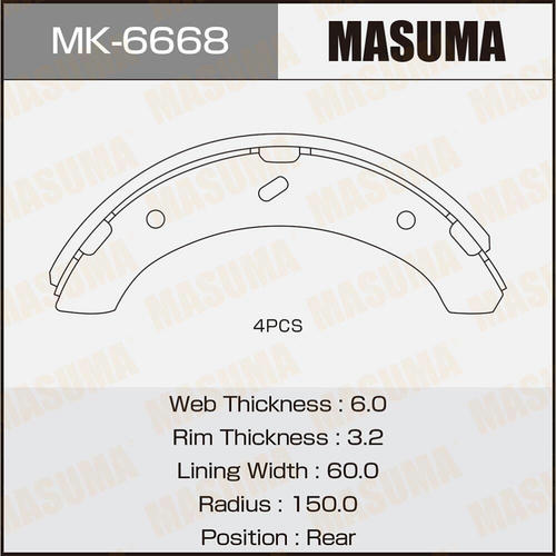 Колодки тормозные барабанные Masuma, MK-6668