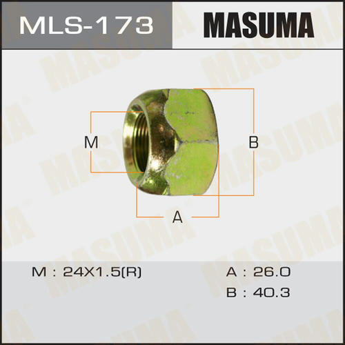 Гайка колесная Masuma M 24x1.5(R) под ключ 41 открытая, MLS-173