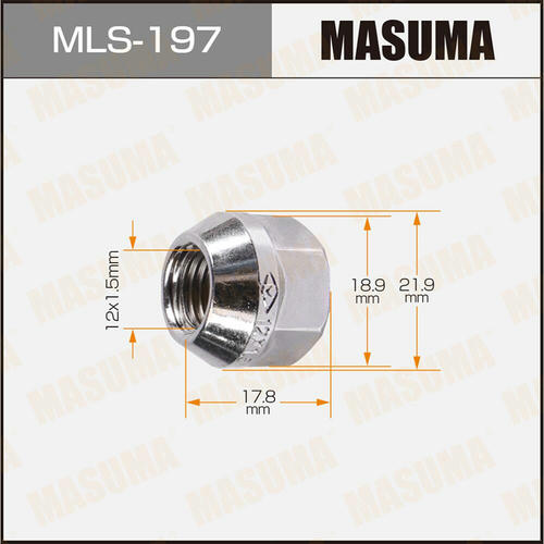 Гайка колесная Masuma M 12x1.5(R) под ключ 19 открытая, MLS-197