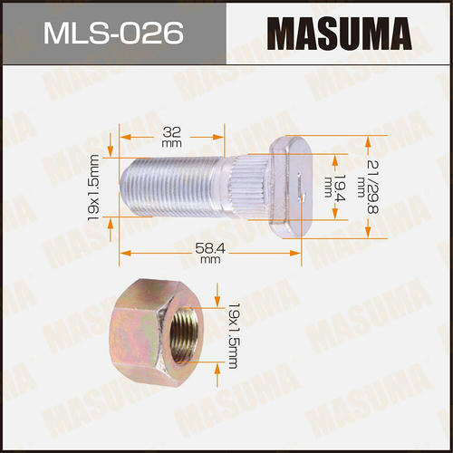 Шпилька колесная M19x1.5(L) Masuma, MLS-026