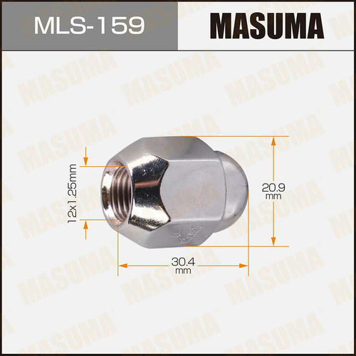 Гайка колесная Masuma M12x1.25(R) под ключ 21, MLS-159