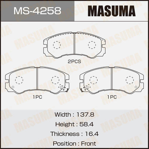 Колодки тормозные дисковые Masuma, MS-4258