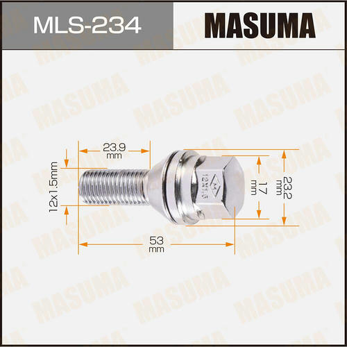 Болт колесный M12x1.5(R) Masuma, MLS-234