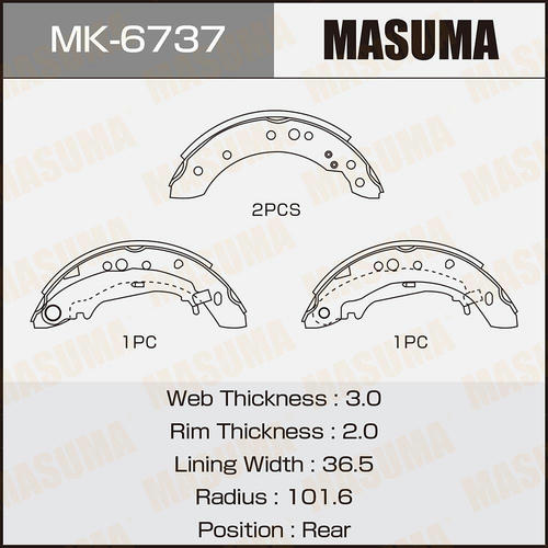 Колодки тормозные барабанные Masuma, MK-6737