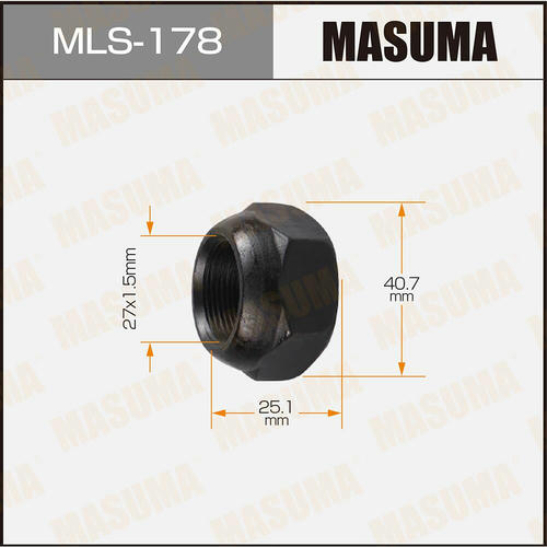 Гайка колесная Masuma M 27x1.5(L) под ключ 41 открытая, MLS-178