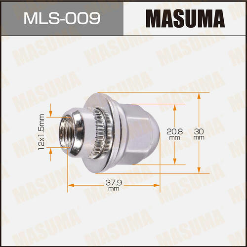 Гайка колесная Masuma M12x1.5(R) под ключ 21, MLS-009