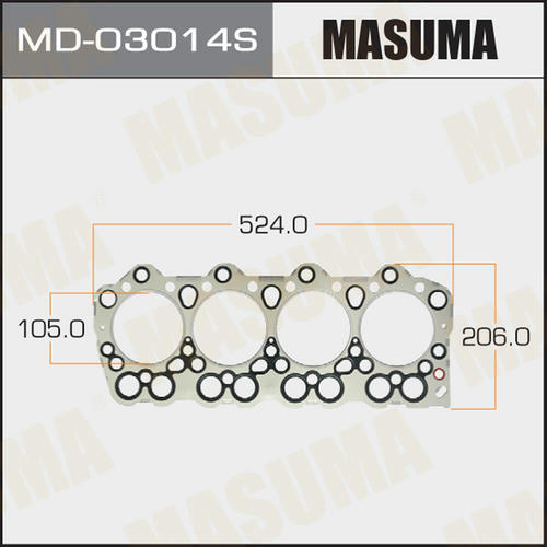 Пятислойная прокладка ГБЦ (металл-эластомер) Masuma толщина 1,48мм, MD-03014S