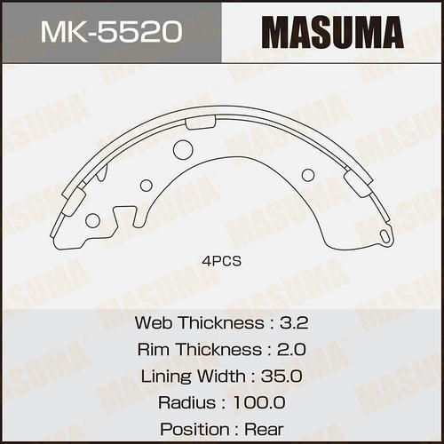 Колодки тормозные барабанные Masuma, MK-5520