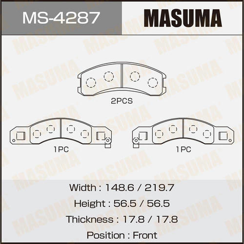 Колодки тормозные дисковые Masuma, MS-4287