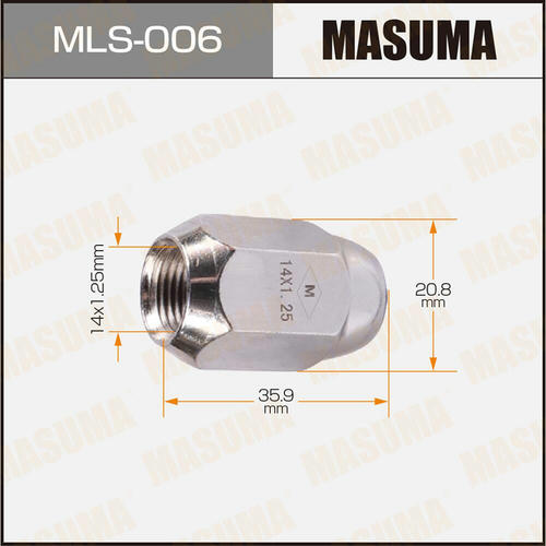 Гайка колесная Masuma M14x1.25(R) под ключ 21, MLS-006