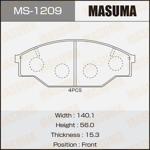 Колодки тормозные дисковые Masuma, MS-1209
