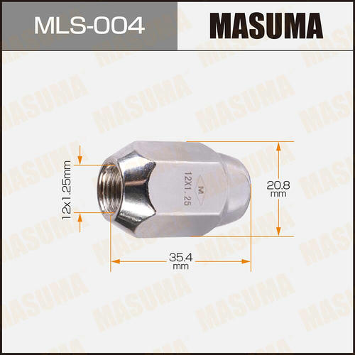 Гайка колесная Masuma M12x1.25(R) под ключ 21, MLS-004