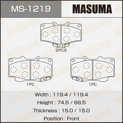 Колодки тормозные дисковые Masuma, MS-1219