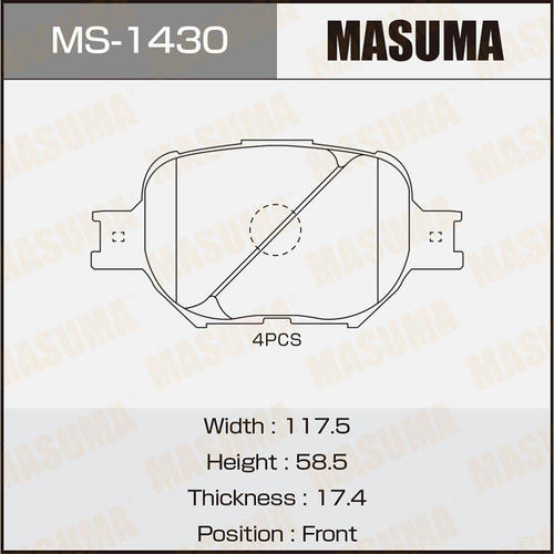 Колодки тормозные дисковые Masuma, MS-1430