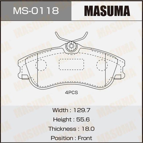 Колодки тормозные дисковые Masuma, MS-0118