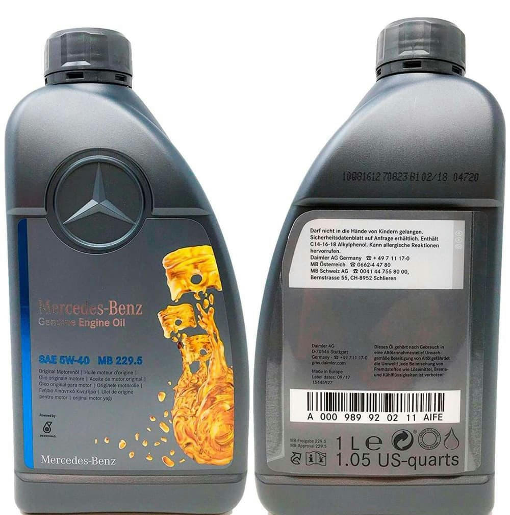 Масло моторное Mercedes-Benz МВ 229.5 5W40 синтетическое 1л A000 989 79 02 11 BIFR артикул A000989790211BIFR